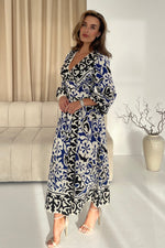 Load image into Gallery viewer, Juno Border Print Long Sleeve Maxi Dress
