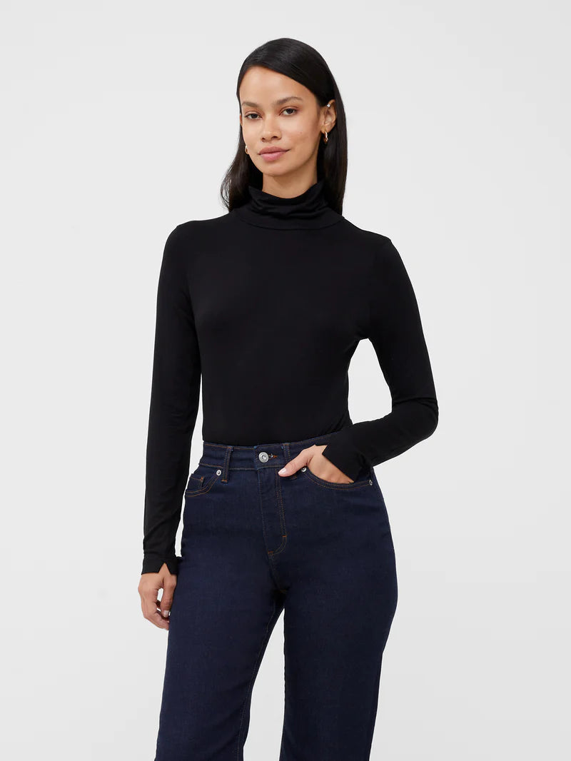 French Connection Jersey Split Cuff Top - Black