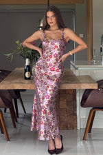 Load image into Gallery viewer, Lisbon Square Neck Pink Gold Sequin Dress
