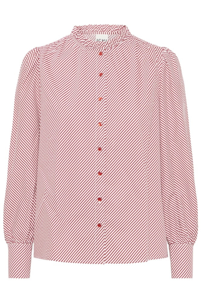 Ichi Stripe Ruffled Collar Shirt