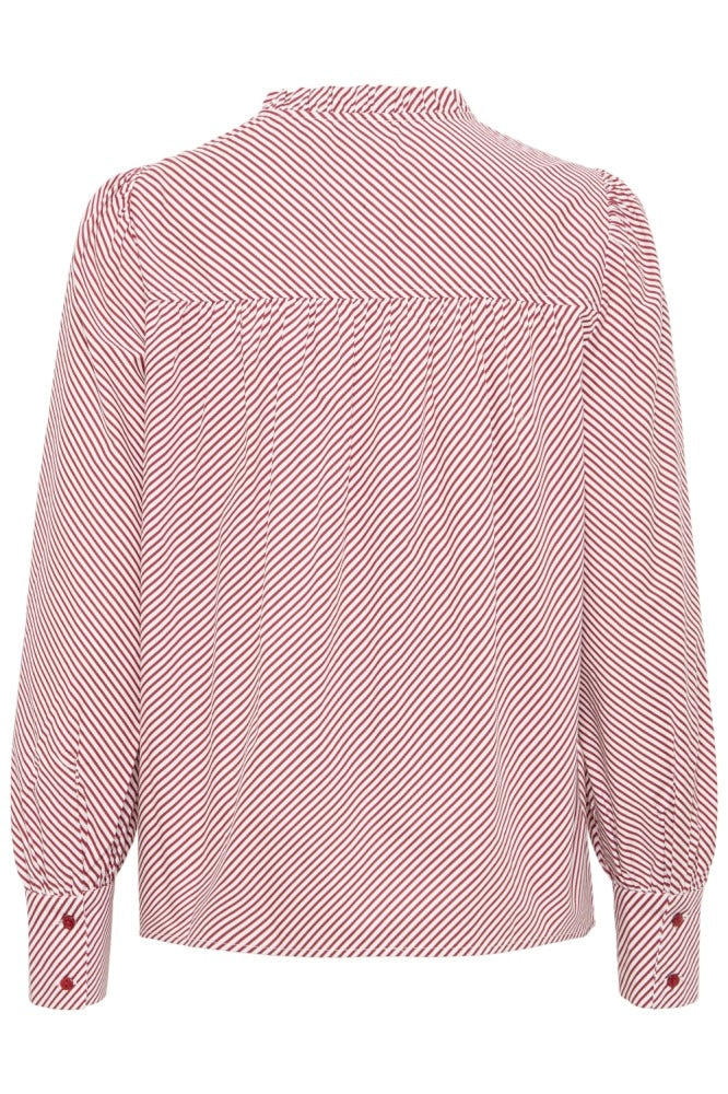 Ichi Stripe Ruffled Collar Shirt