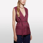 Load image into Gallery viewer, Sisley Pinstripe Belted Waistcoat
