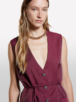 Load image into Gallery viewer, Sisley Pinstripe Belted Waistcoat

