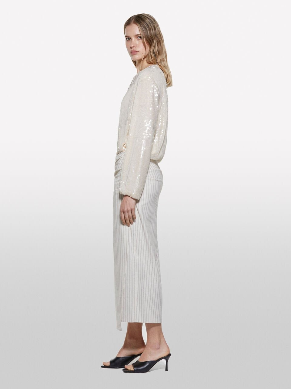 Sisley Stripe Linen Midi Skirt