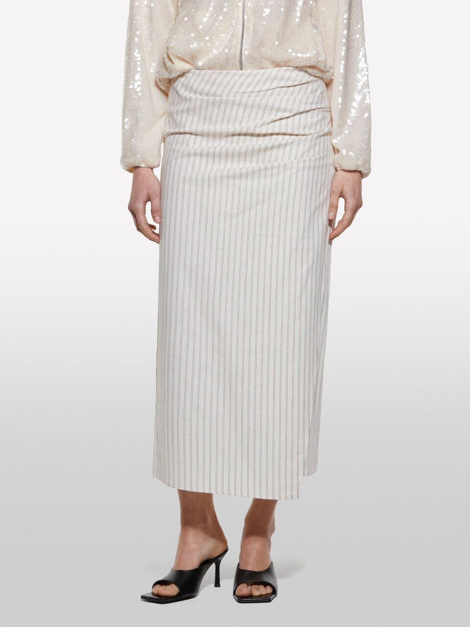 Sisley Stripe Linen Midi Skirt