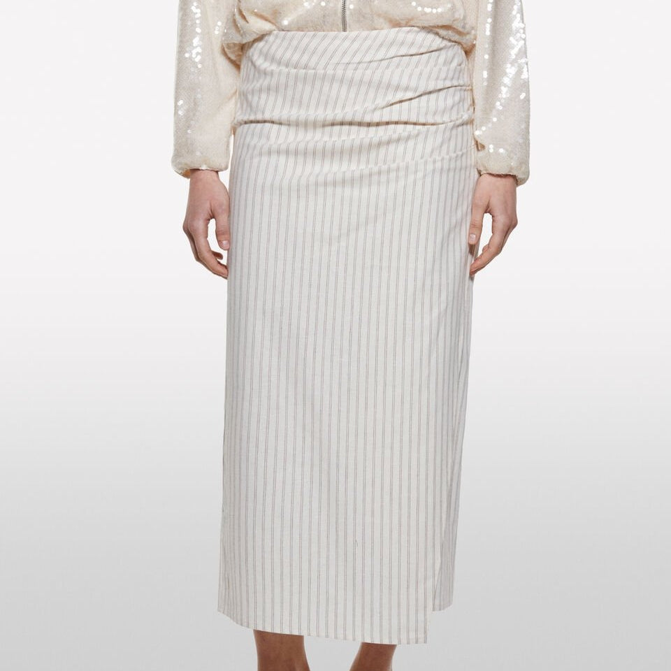Sisley Stripe Linen Midi Skirt