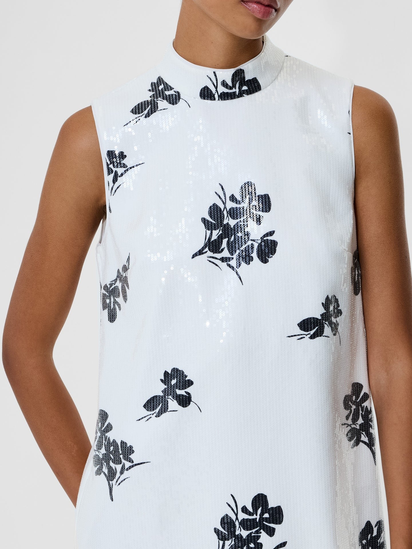 Madeline Floral Sequin Sleeveless Dress