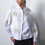 Load image into Gallery viewer, Alexis Cotton Flower Embellished Shirt
