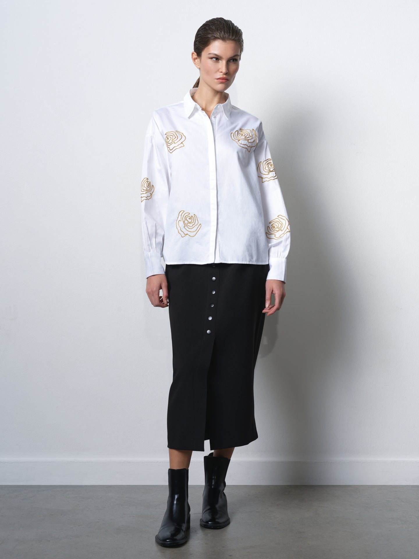 Alexis Cotton Flower Embellished Shirt
