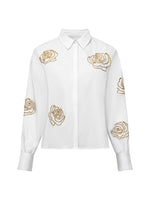Load image into Gallery viewer, Alexis Cotton Flower Embellished Shirt
