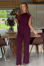 Load image into Gallery viewer, Donna Asymmetric Neckline Jumpsuit
