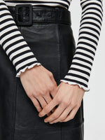 Load image into Gallery viewer, Selected Femme Breton Striped Ribbed Long Sleeved T-Shirt - Black/White
