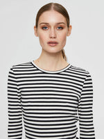 Load image into Gallery viewer, Sarah Breton Striped Ribbed Long Sleeved T-Shirt - Black/White

