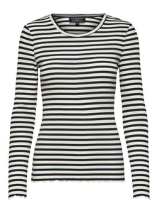 Sarah Breton Striped Ribbed Long Sleeved T-Shirt - Black/White