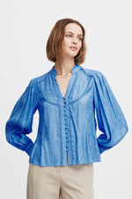 Load image into Gallery viewer, ATELIER RÊVE Scalloped Edge Shirt - Marina
