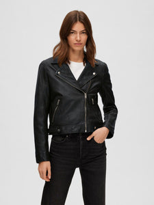 Mila Classic Real Leather Jacket - Black