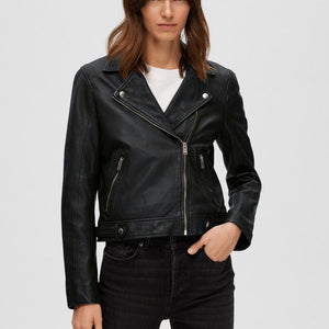 Mila Classic Real Leather Jacket - Black