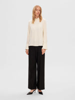 Load image into Gallery viewer, Clara Satin High-Neck Blouse - Birch

