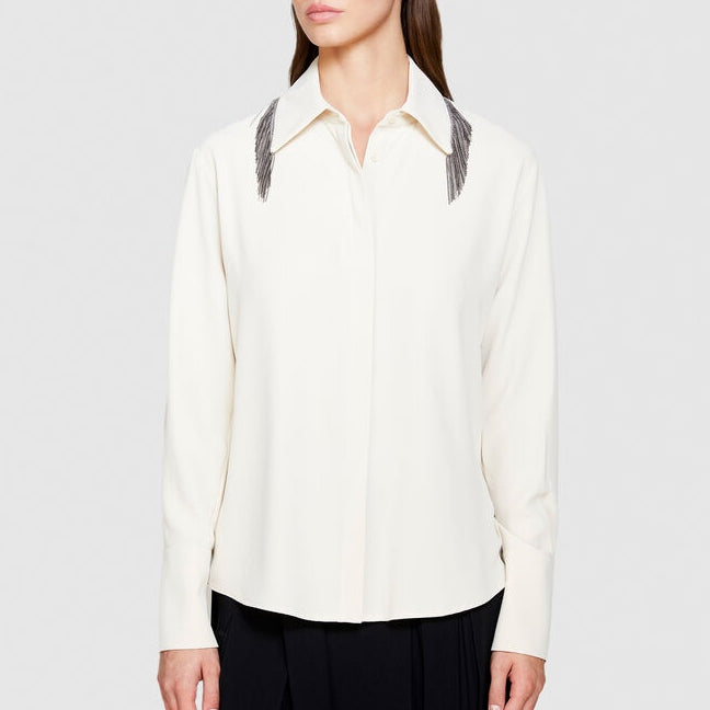 Sisley Shirt With Silver Applique - Creamy White