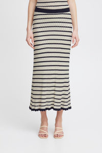 ATELIER RÊVE Crochet Striped Midi Skirt - Birch
