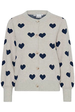 Load image into Gallery viewer, ICHI Heart Print Cardigan - Oatmeal W. Total Eclipse
