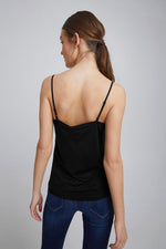 Load image into Gallery viewer, ICHI Lace Trim Cami - Black
