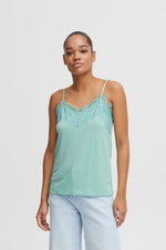 Load image into Gallery viewer, ICHI Lace Trim Cami - Eggshell Blue
