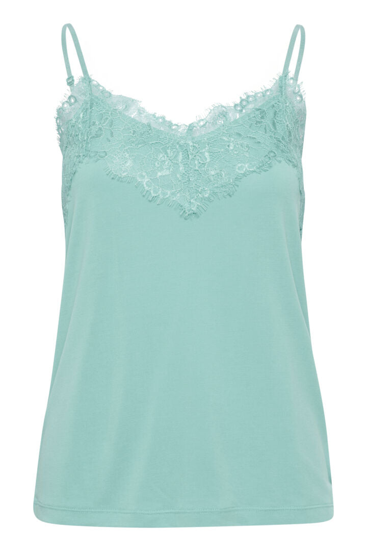 Lucy Lace Trim Cami - Eggshell Blue