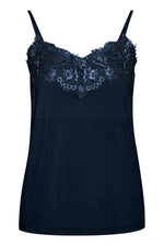 Load image into Gallery viewer, ICHI Lace Trim Cami - Navy
