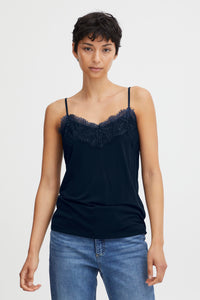 Lucy Lace Trim Cami - Navy
