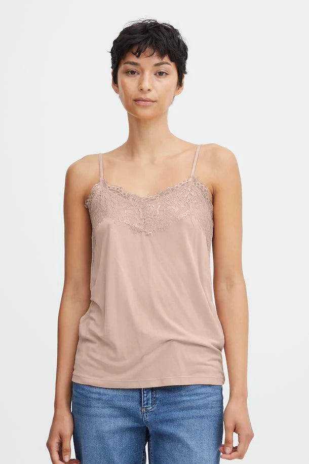 Lucy Lace Trim Cami - Rose Dust