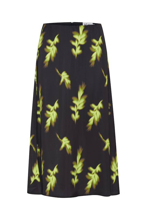 Harper Leaf Pattern Midi Skirt - Parrot Green