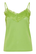 Load image into Gallery viewer, ICHI Lace Trim Cami - Parrot Green
