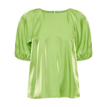 Load image into Gallery viewer, ICHI Shiny T-Shirt With Puff Sleeve - Parrot Green
