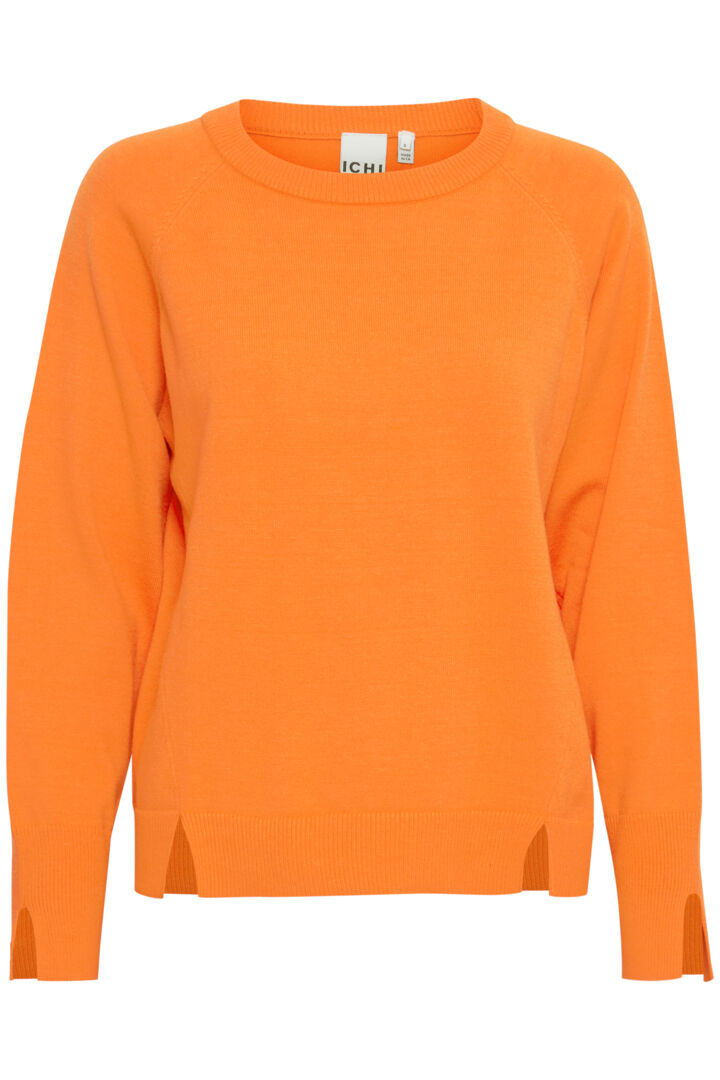 ICHI Crew Neck Relaxed Sweatshirt - Persimmon Orange