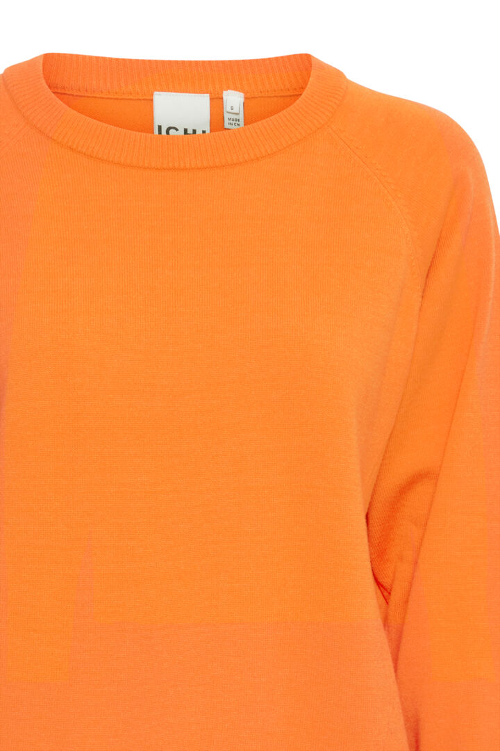 ICHI Crew Neck Relaxed Sweatshirt - Persimmon Orange