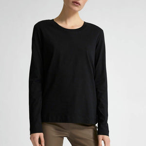 Selected Femme Basic Cotton Long Sleeved T-Shirt - Black