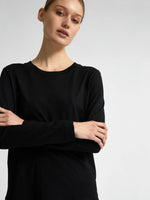 Load image into Gallery viewer, Selected Femme Basic Cotton Long Sleeved T-Shirt - Black
