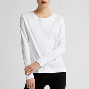 Amy Basic Cotton Long Sleeved T-Shirt - Bright White