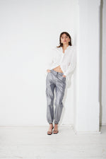 Load image into Gallery viewer, ICHI Metallic Cargo Jeans - Silver
