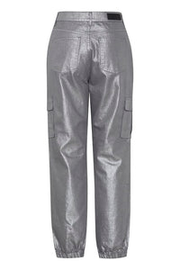 Brooklyn Metallic Cargo Jeans - Silver