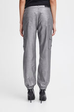 Load image into Gallery viewer, ICHI Metallic Cargo Jeans - Silver
