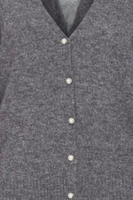 Load image into Gallery viewer, ICHI Lace Back Knit Cardigan - Dark Grey Melange
