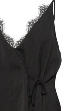 Load image into Gallery viewer, Tia Wrap Over Lace Trim Camisole - Black
