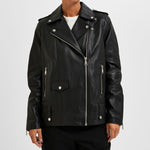 Load image into Gallery viewer, Selected Femme Studded Leather Jacket - Black
