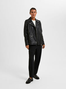 Selected Femme Studded Leather Jacket - Black
