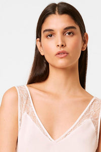 Crepe Light Lace Trim Vest Top - Summer White