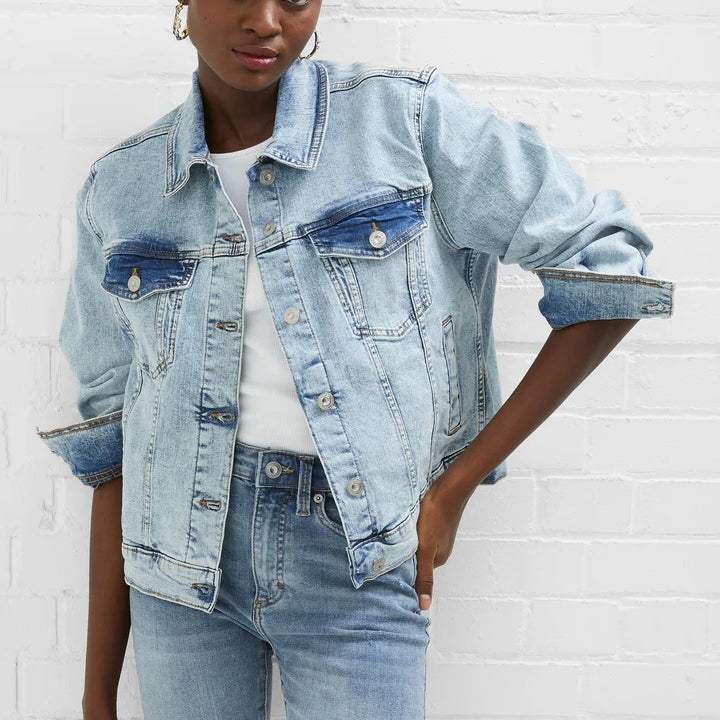 French Connection Denim Stretch Trucker Jacket - Bleached Out